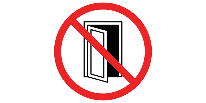 No entry sign with open door symbol on transparent background indicating restricted access.