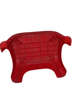 Red plastic chair seat back replacement part for office furniture isolated on transparent background