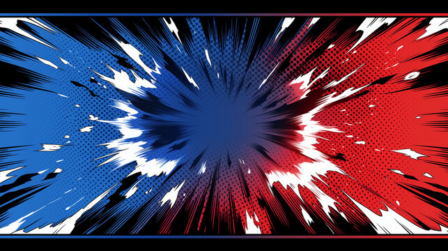 Dynamic versus battle frame with lightning effects and comic-style explosion patterns for anime game posters and cartoon fight scene backgrounds with vibrant design elements