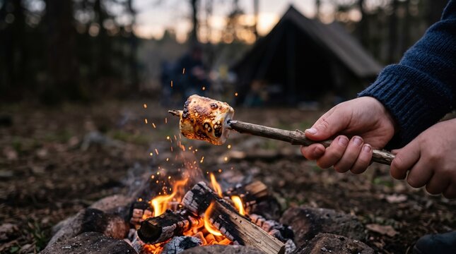 Outdoor hiking and camping activities in soft natural light