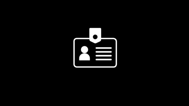 Security clearance id badge animation with green checkmark approval on black background, access identification