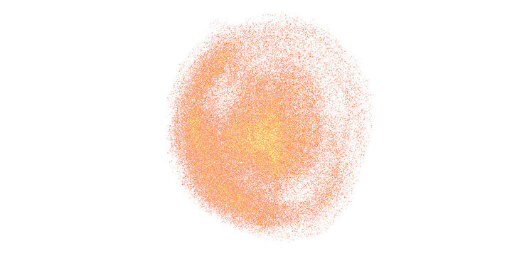 Abstract circular particle cloud with orange and yellow gradient