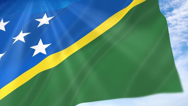 Solomon Islands Flag Seamless Loop 4k 60fps on Sky Background