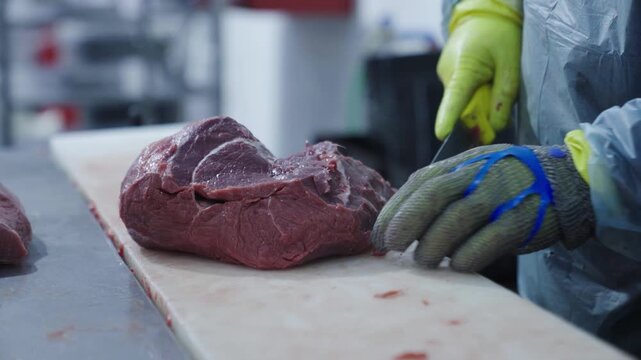 Ground Meat in Industrial Food Processing Facility