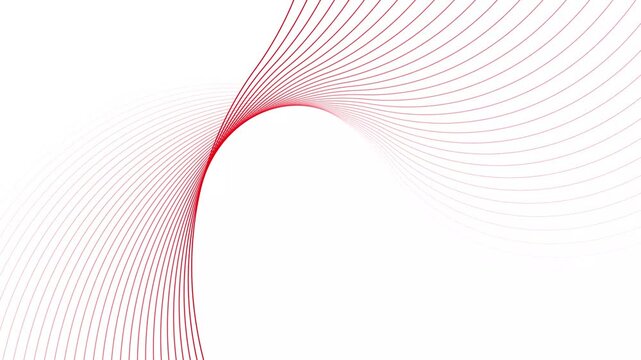 Abstract geometric rotate red line wave animation. Pale red background 4k video. Seamless line glowing waves. Big data wave of particles. 