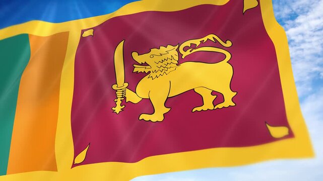 Sri Lanka Flag Seamless Loop 4k 60fps on Sky Background