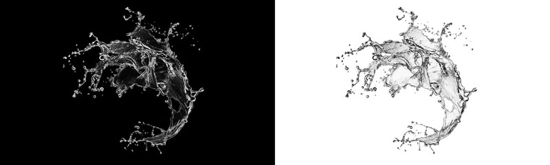 Dynamic Water Splash on Black and White Backgrounds: Refreshing Purity and Liquid Movement © CDW DESIGN