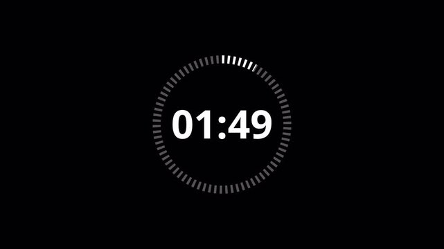 2 minute countdown timer complete in one minute , two minute countdown with alpha channel.