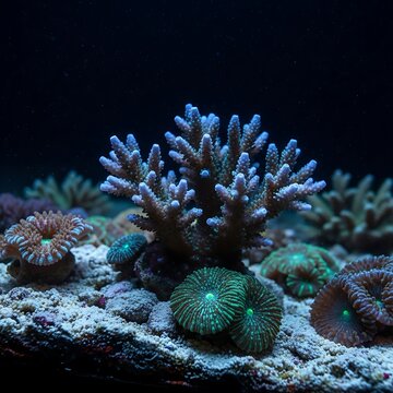 Colorful coral reef ecosystem underwater scene.
