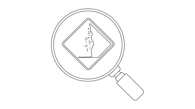 Magnifying glass over a warning sign with a tree symbol.