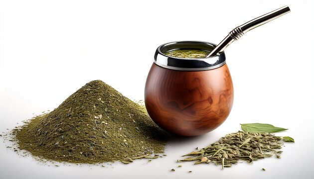 Isolated Leather Mate Cup With Yerba