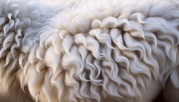 Close Up Of Soft Fluffy White Sheep Wool Texture