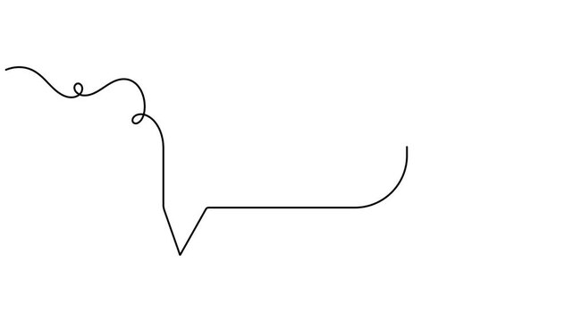 Animated speech bubble with arrow pointing right icon sign continuous one line drawing moving on white background minimalist single art indicator forward message and communication symbol animation