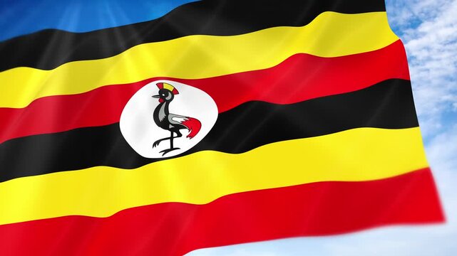 Uganda Flag Seamless Loop 4k 60fps on Sky Background