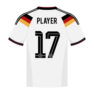 Germany Player 17 White 2026 Soccer Jersey Back View Vector Illustration