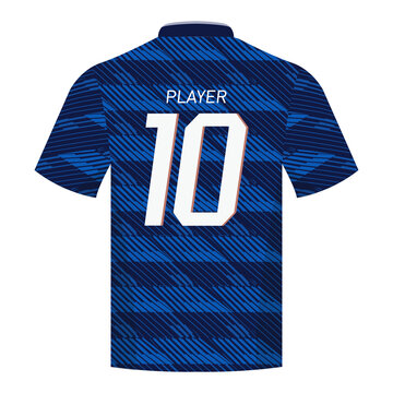 France Player 10 Dark Blue Patterned 2026 Soccer Jersey Back View Vector Illustration
