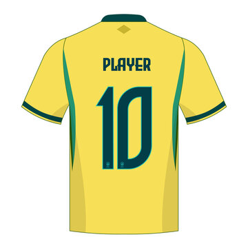 Brazil Player 10 Yellow 2026 Soccer Jersey Back View Vector Illustration