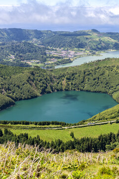 Azores Sete Cidades on Sao Miguel island volcanic lake in Portugal