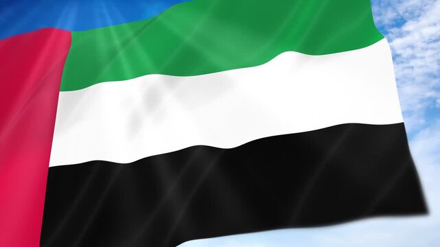 UAE Flag Seamless Loop 4k 60fps on Sky Background