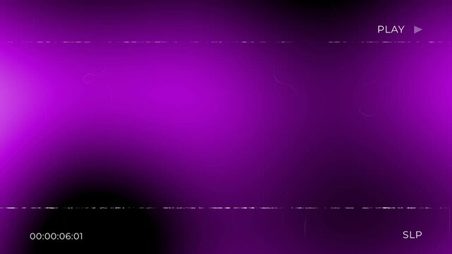 Retro VHS overlay with purple light leaks and analog glitch effects featuring a play indicator and timecode for vintage video transitions and nostalgic backgrounds