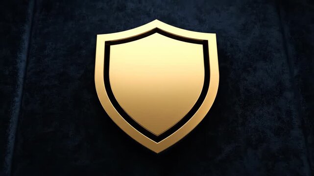 Golden shield emblem on dark blue velvet background