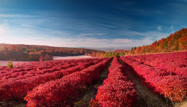 Cranberry Fields In Autumn With Bushes Laden Img