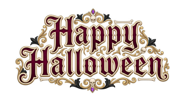 Happy Halloween Baroque Velvet and Faux Bone Lettering
