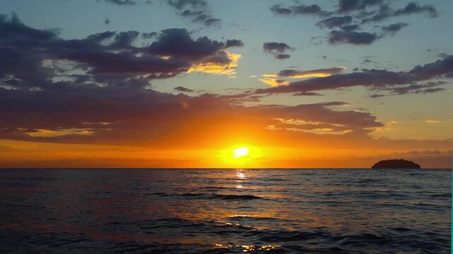Spectacular sunset over the sea in Malaysia