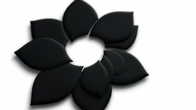 Minimalist black floral geometric icon on white background