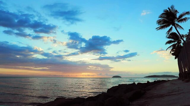 Spectacular sunset over the sea in Malaysia