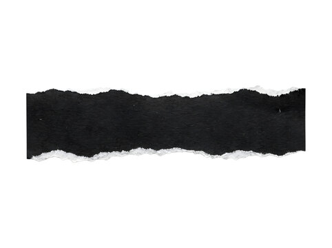 Torn black paper strip with rough white edges
