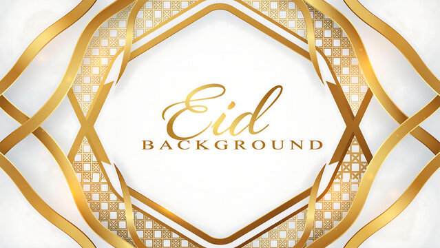 Sophisticated islamic pattern eid background with golden frame background celebration template traditional greeting abstract oriental