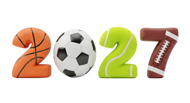 2027 sports year concept. Numbers made of basketball