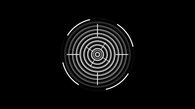 Futuristic Target Crosshair and Scope HUD Animation on Black Background