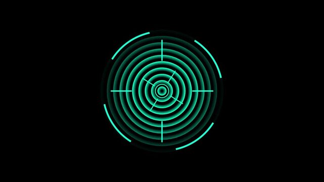 Futuristic Target Crosshair and Scope HUD Animation on Black Background