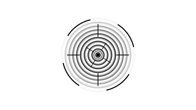 Futuristic Target Crosshair and Scope HUD Animation on white Background