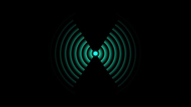 Abstract Cyan Signal Transmission Wave Animation for Sound Frequency and Radar