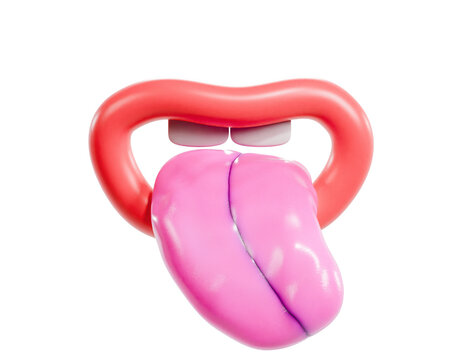 3d lips icon with stylised tongue, transparent background