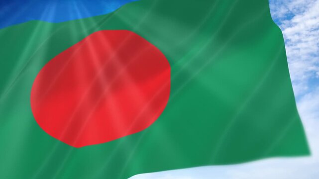 Bangladesh Flag Seamless Loop 4k 60fps on Sky Background