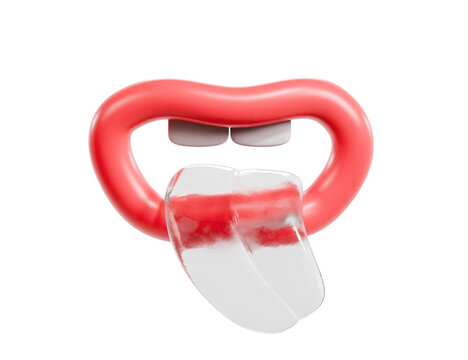 3d lips icon with stylised glass tongue, transparent background