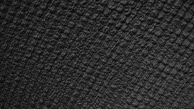 Close Up of Black Woven Fabric Texture with Detailed Pattern, Concept of Textile, Leather, Material Background and Dark Design