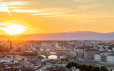 Fototapeta premium Ponte Vecchio at Sunset, Florence