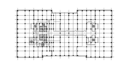 Fototapeta premium Structural grid floor plan of a highrise building showing columns and elevator core