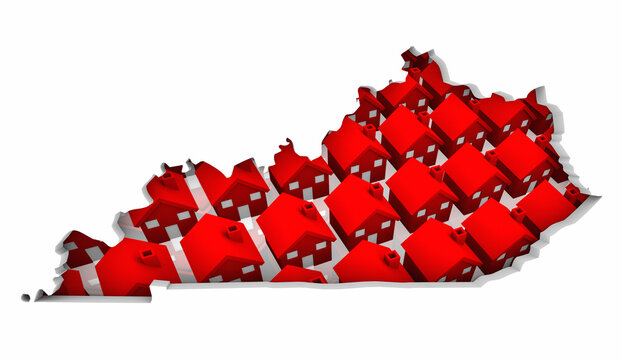 Kentucky KY State Map Homes Houses Construction New Neighborhoods Suburbs 3d Illustration