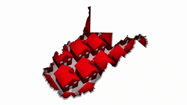 West Virginia WV State Map Homes Houses Construction New Neighborhoods Suburbs 3d Animation