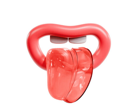 3d lips icon with stylised tongue, transparent background