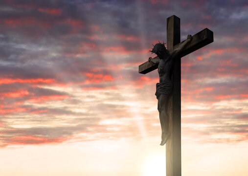 Crucified Christ hangs on the cross