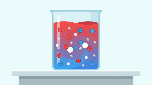acid and base solutions mixing in laboratory beaker