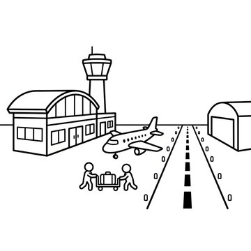 Cartoon train with passengers and conductor waving.