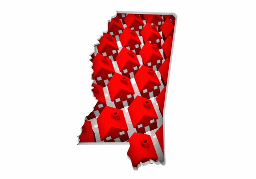 Mississippi MS State Map Homes Houses Construction New Neighborhoods Suburbs 3d Illustration